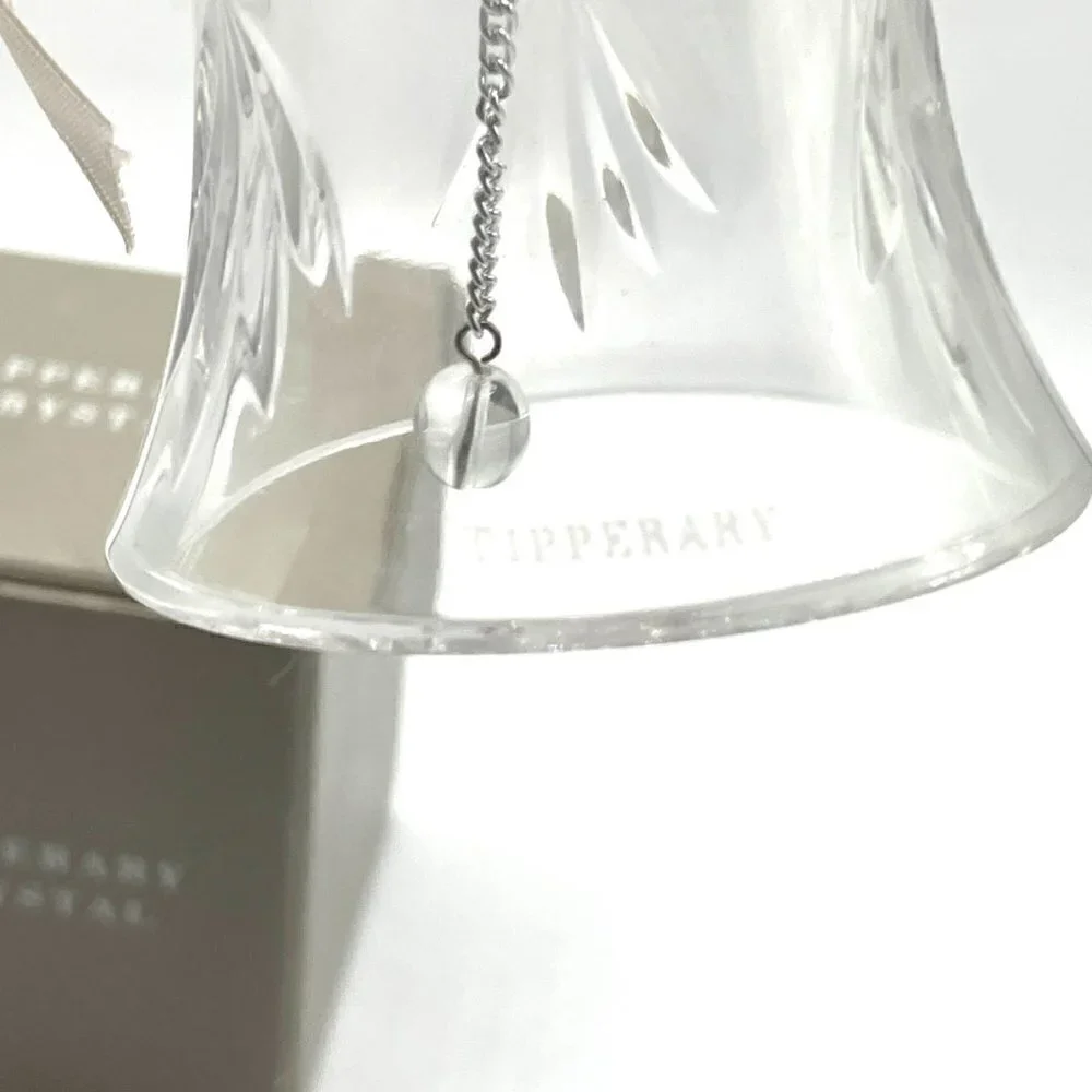 NIB Tipperary Crystal Ireland Lead Cut Clear Crystal Bell with Ribbon Hanger - Picture 5 of 9